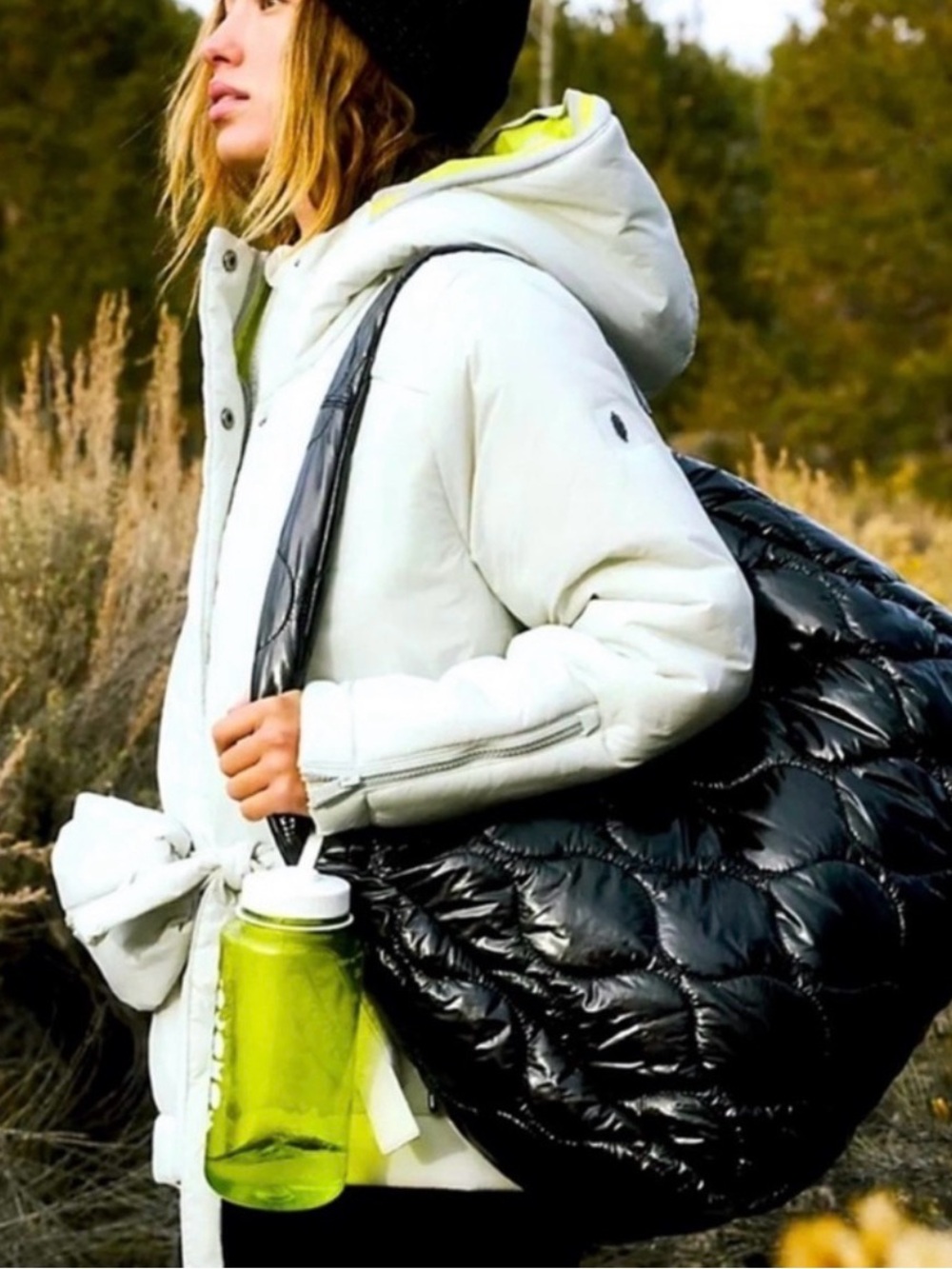 FP Movement by Free People Glossy Quilted Black Patent Shoulder/Gym Bag! - Picture 2 of 9